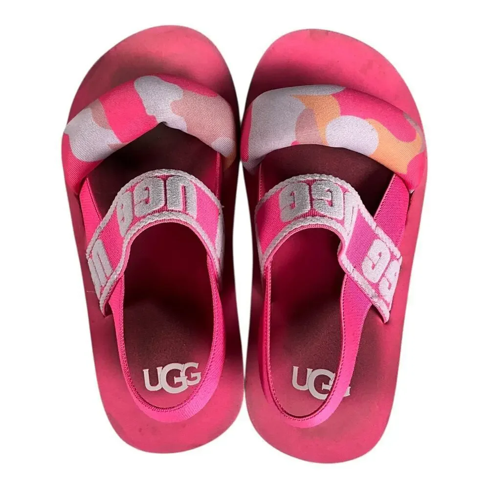 UGG Kids Zuma Sling Sandals Size 13K Pink Camo Pop Excellent Condition Summer